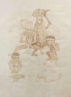 Kanak Drawing, Brown Ink, New Caledonia