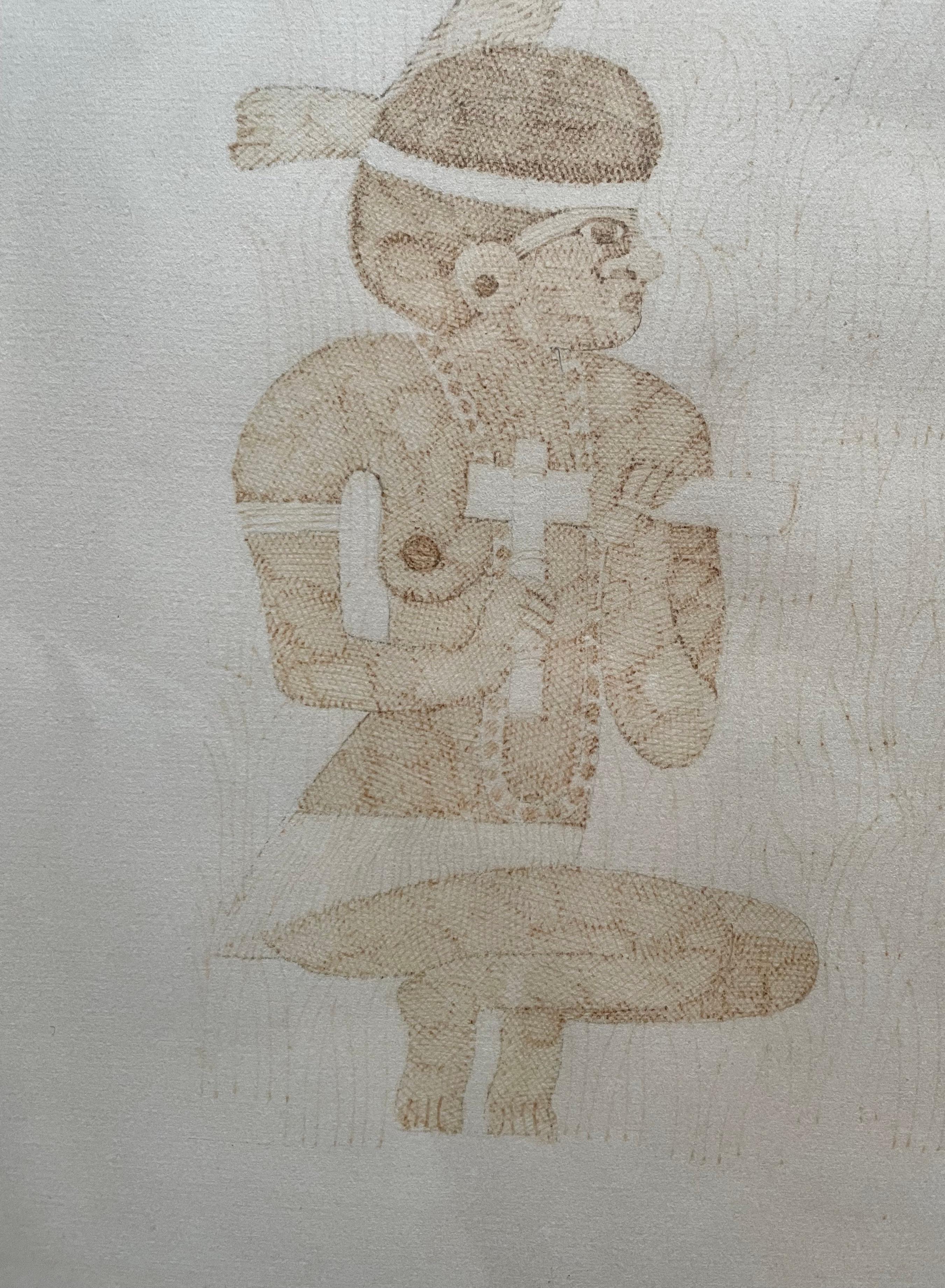 Kanak Drawing, Brown Ink, New Caledonia For Sale 1