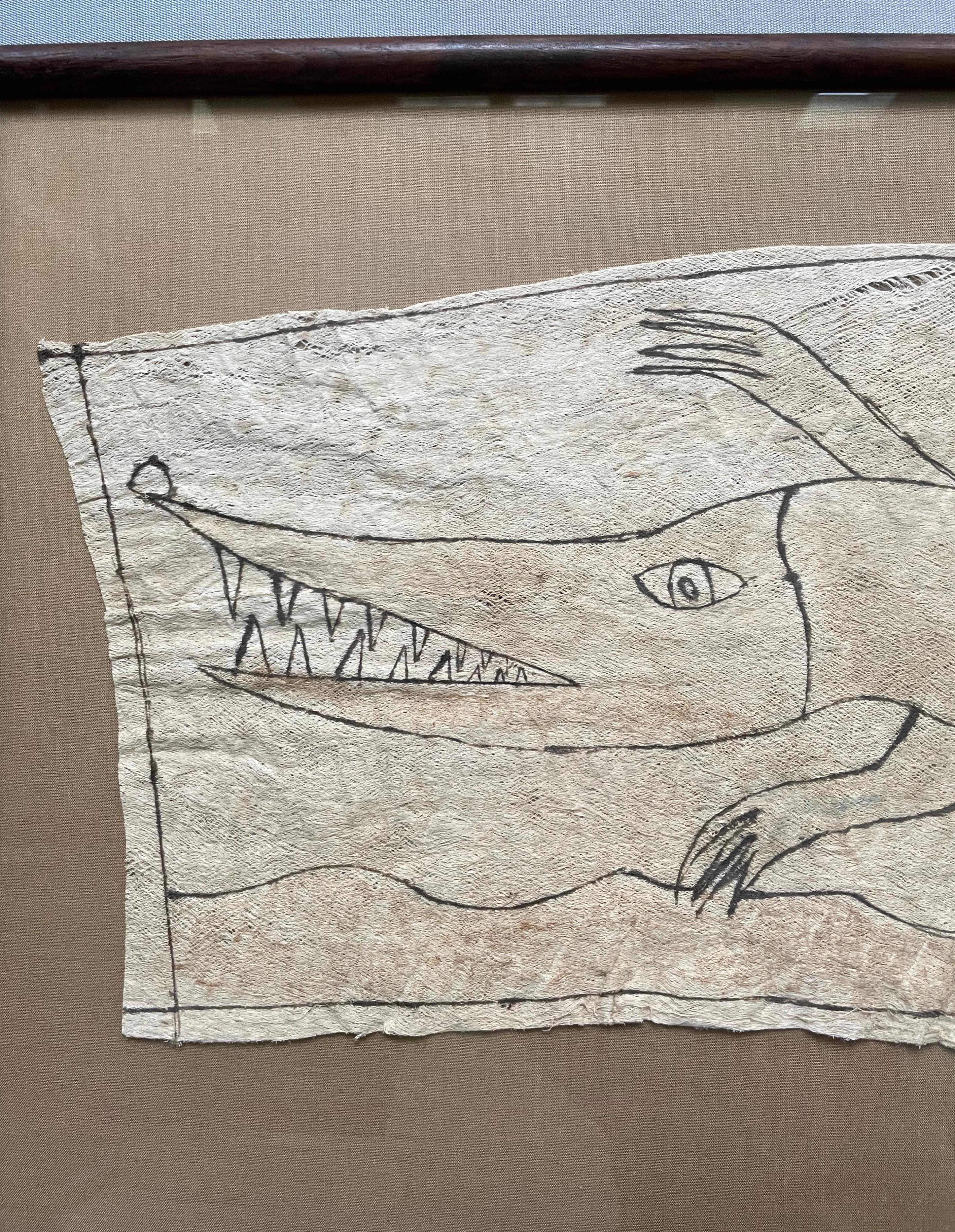 Crocodile, Painting On Fabric, Africa? Tribal Art For Sale 1