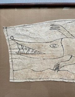 Crocodile, Painting On Fabric, Africa? Tribal Art