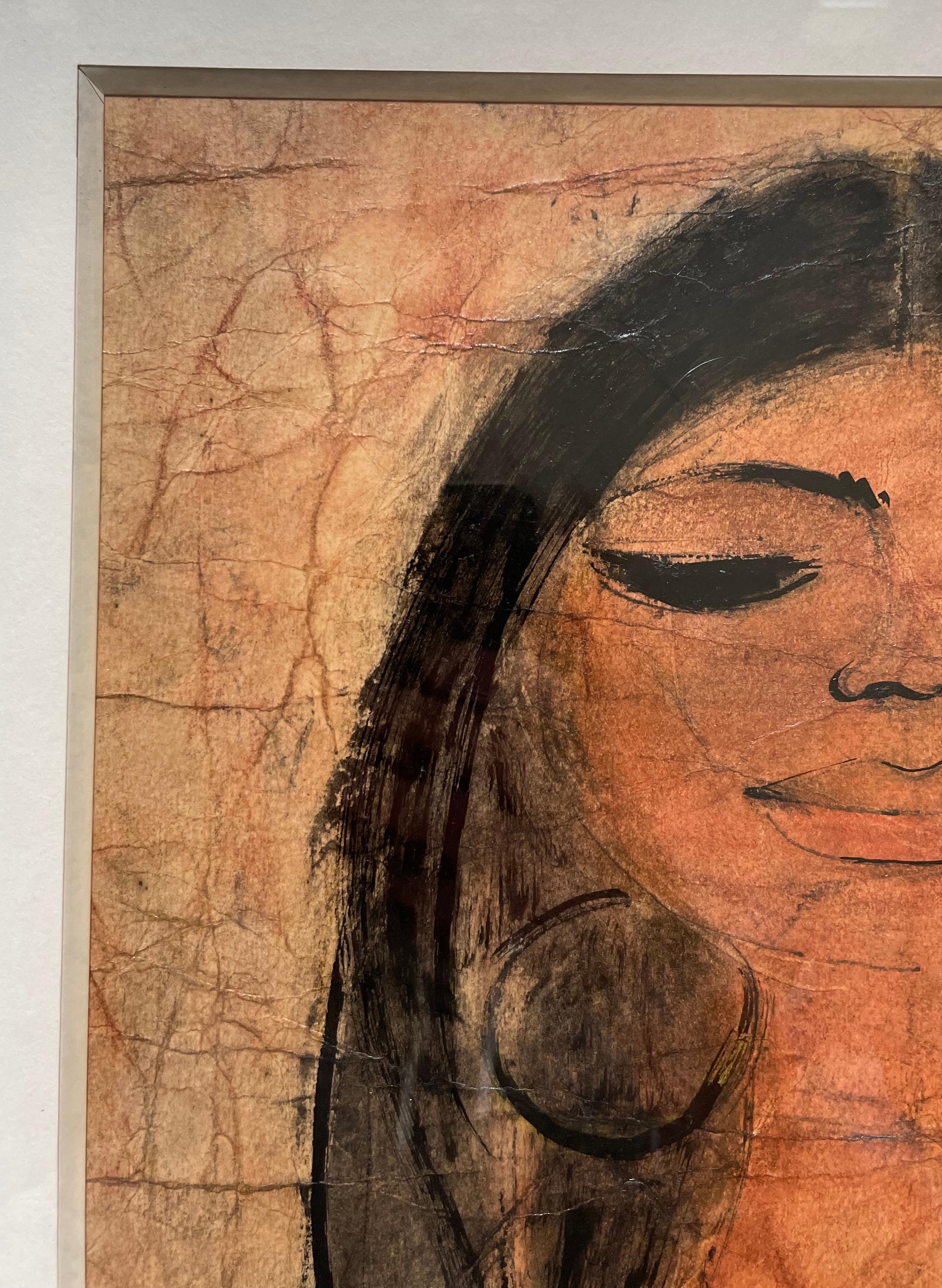 Portrait, Bahia, Brazil, 1974, Mixed Media, Signature To Be Identified For Sale 2