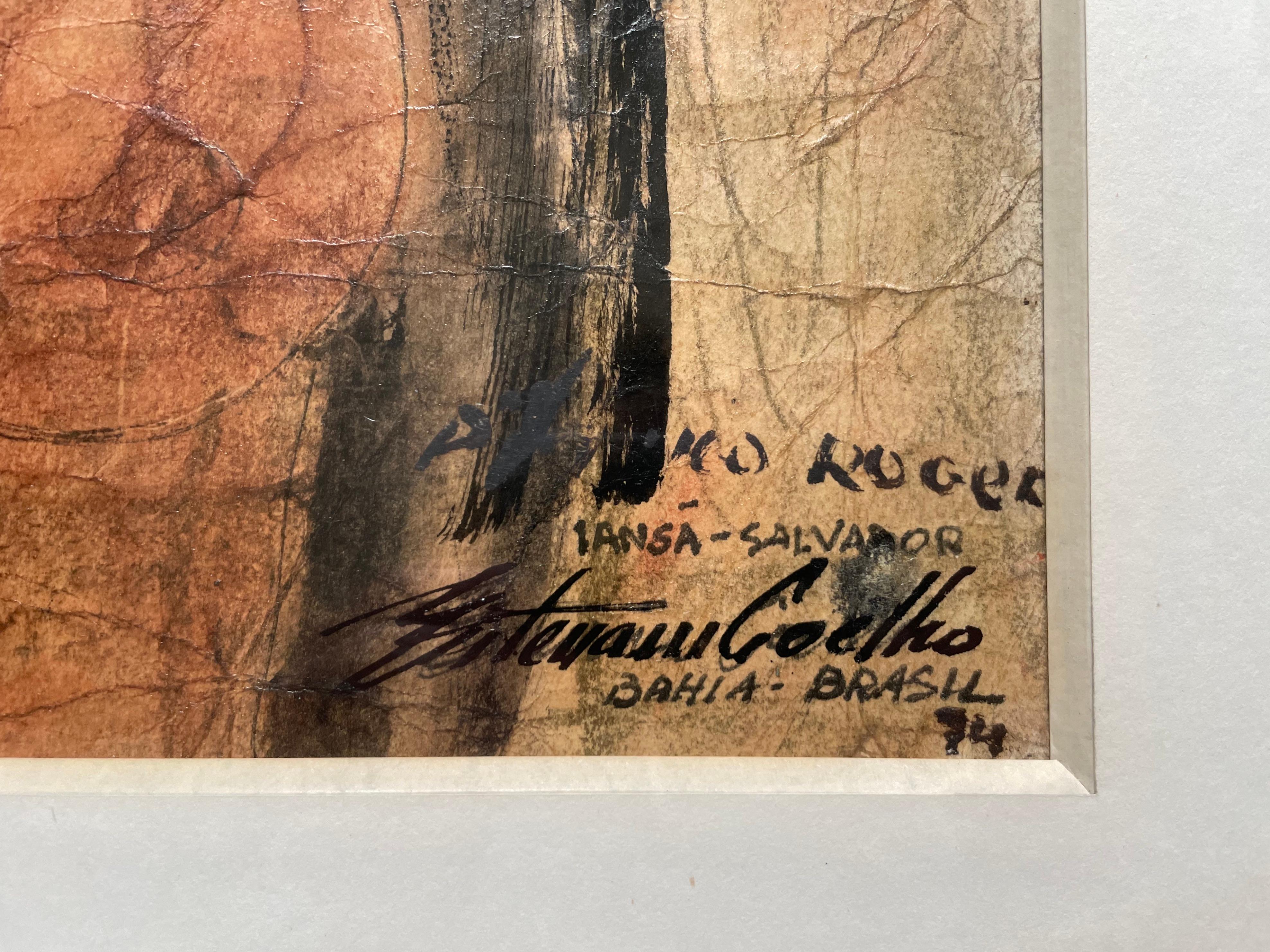 Portrait, Bahia, Brazil, 1974, Mixed Media, Signature To Be Identified For Sale 1