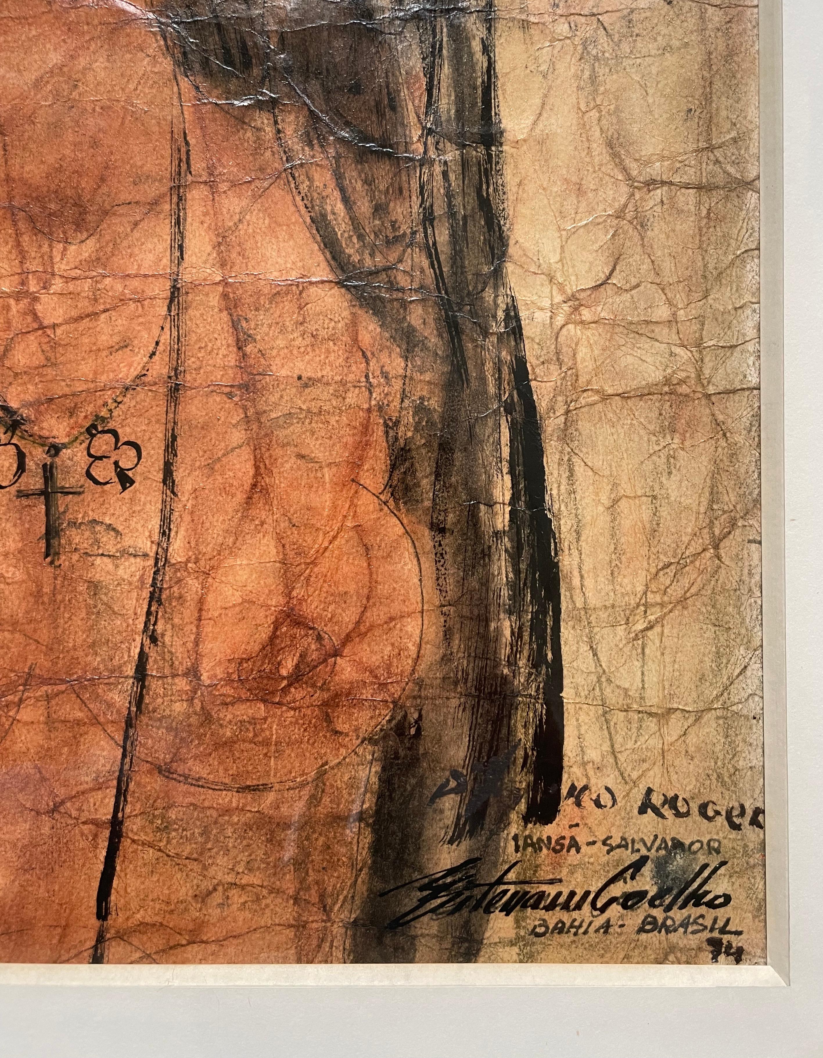 Portrait, Bahia, Brazil, 1974, Mixed Media, Signature To Be Identified For Sale 4