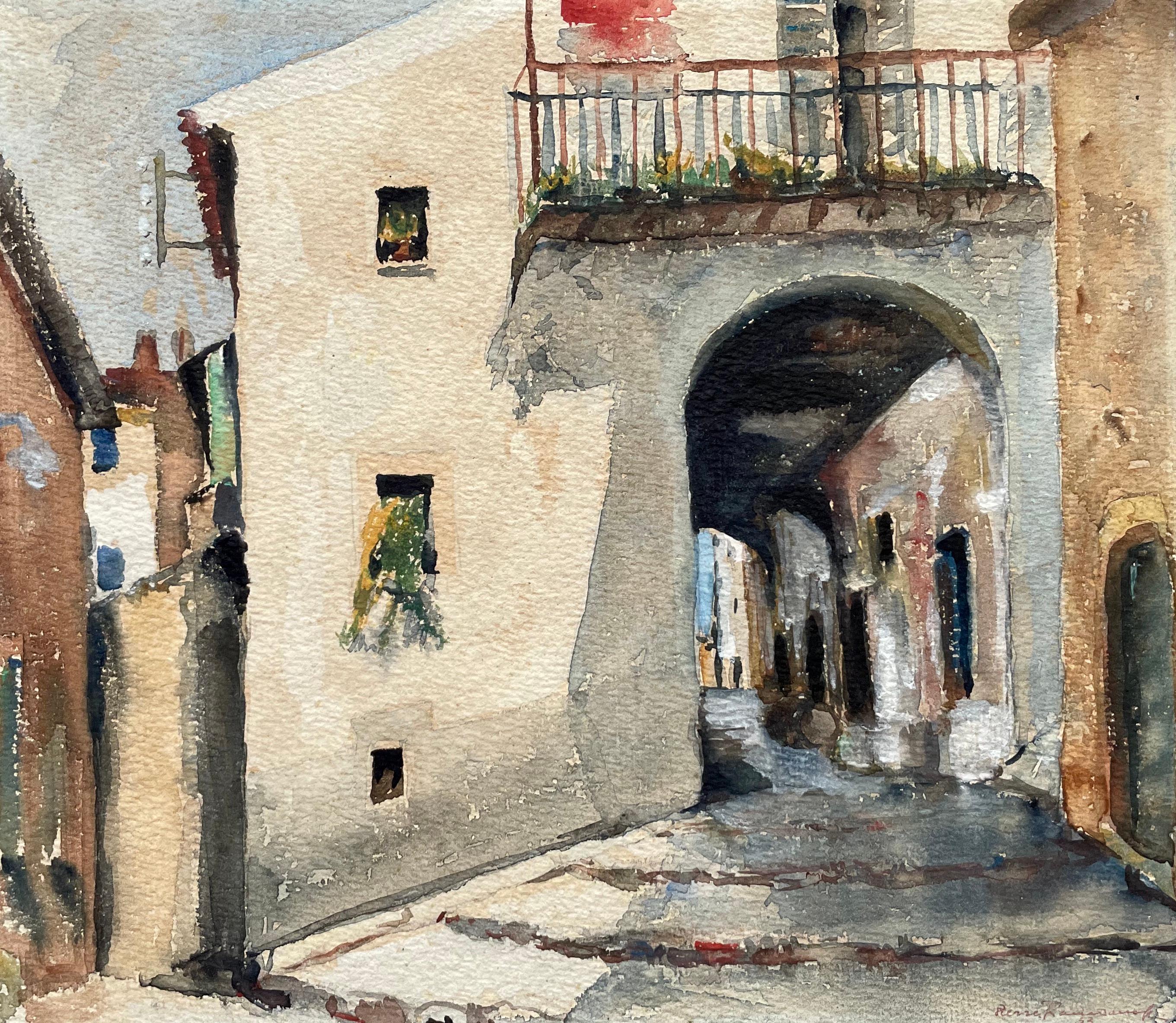 Landscape Art de Unknown - Callejón, Acuarela, Firma para identificar