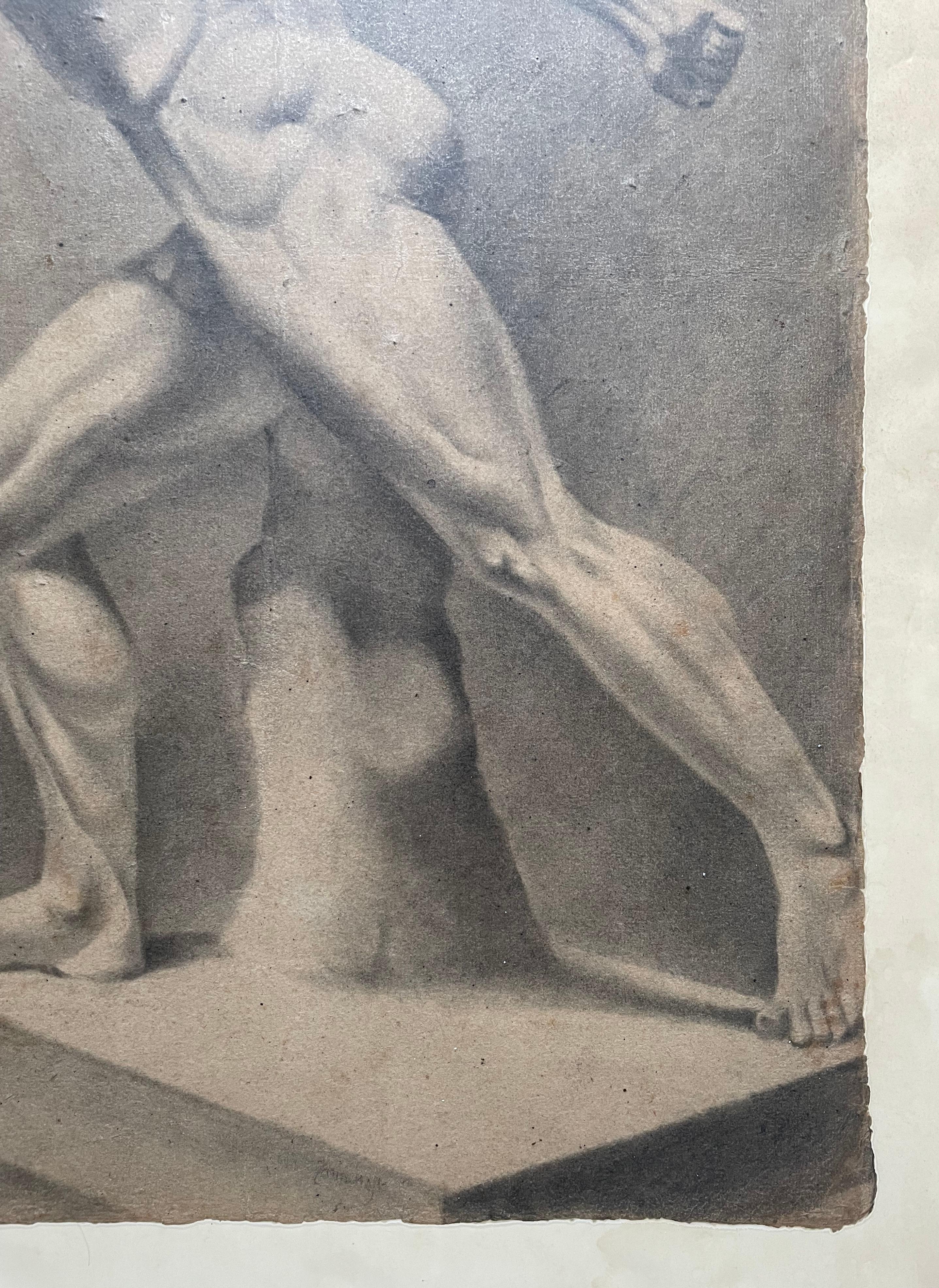 Naked Athlete, Drawing, 19th Century For Sale 1