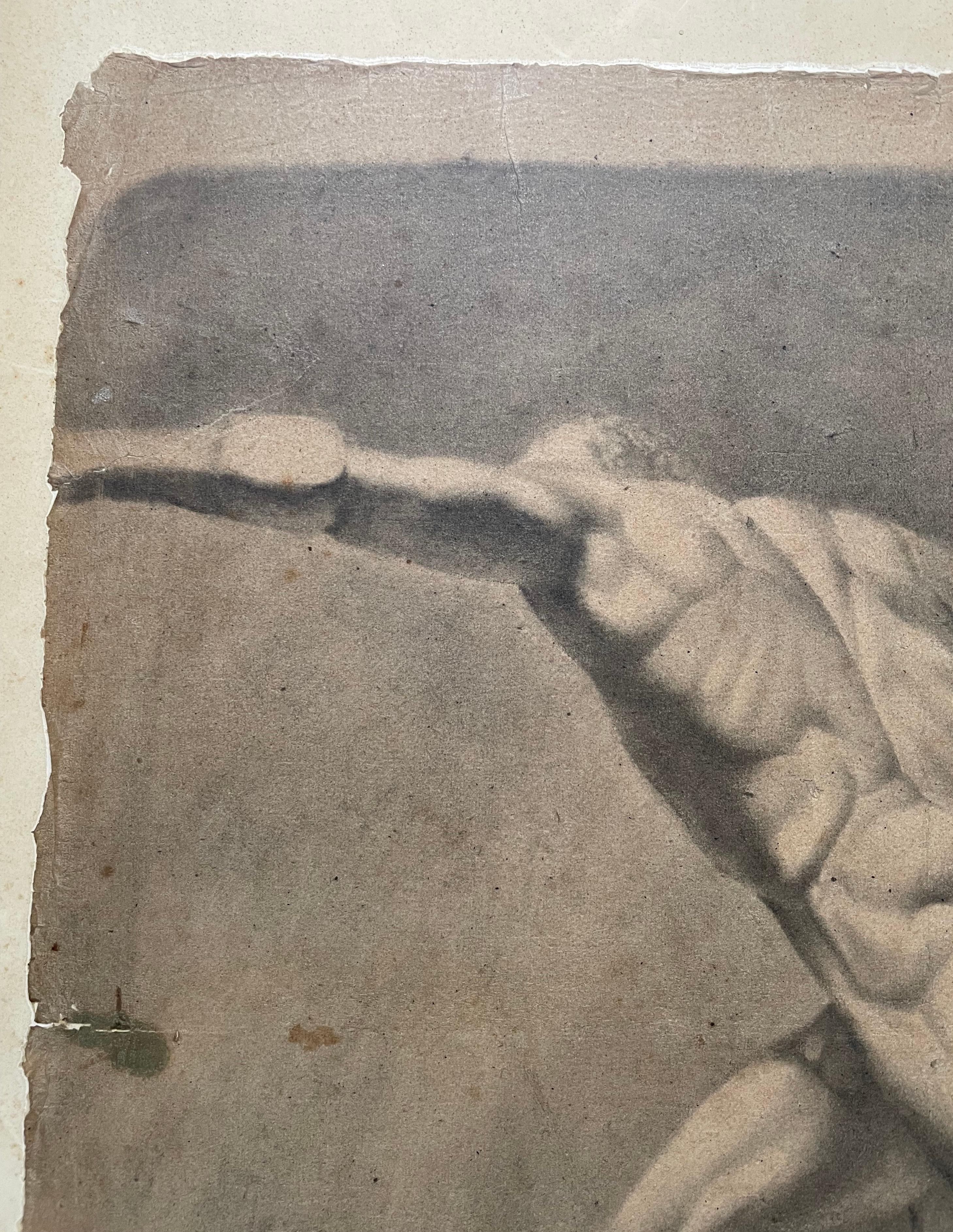 Naked Athlete, Drawing, 19th Century - Gray Nude by Unknown