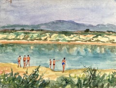 Badeszene, Aquarell von A. Chapitel