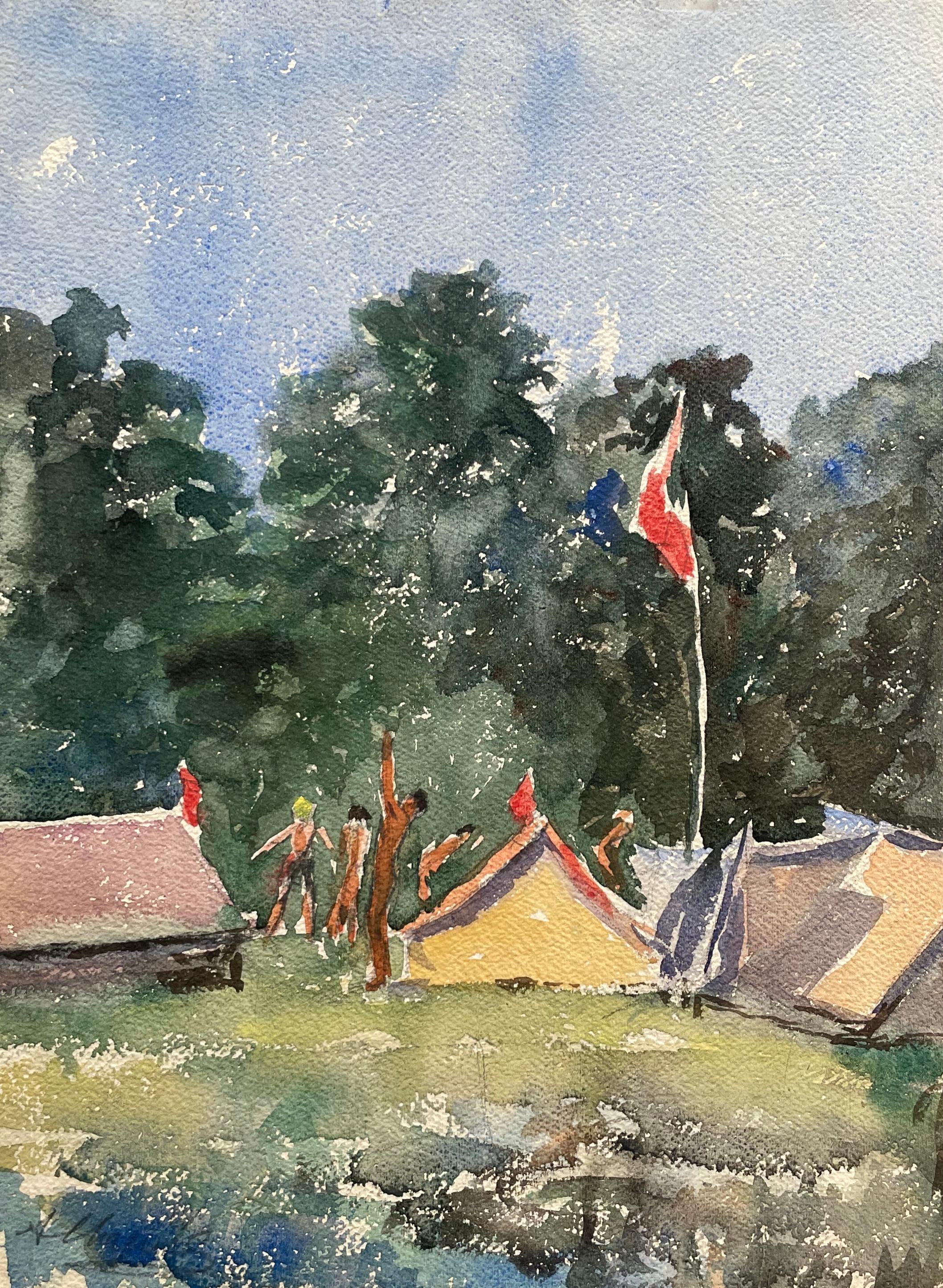 Camp, Aquarelle signée A. Chapitel