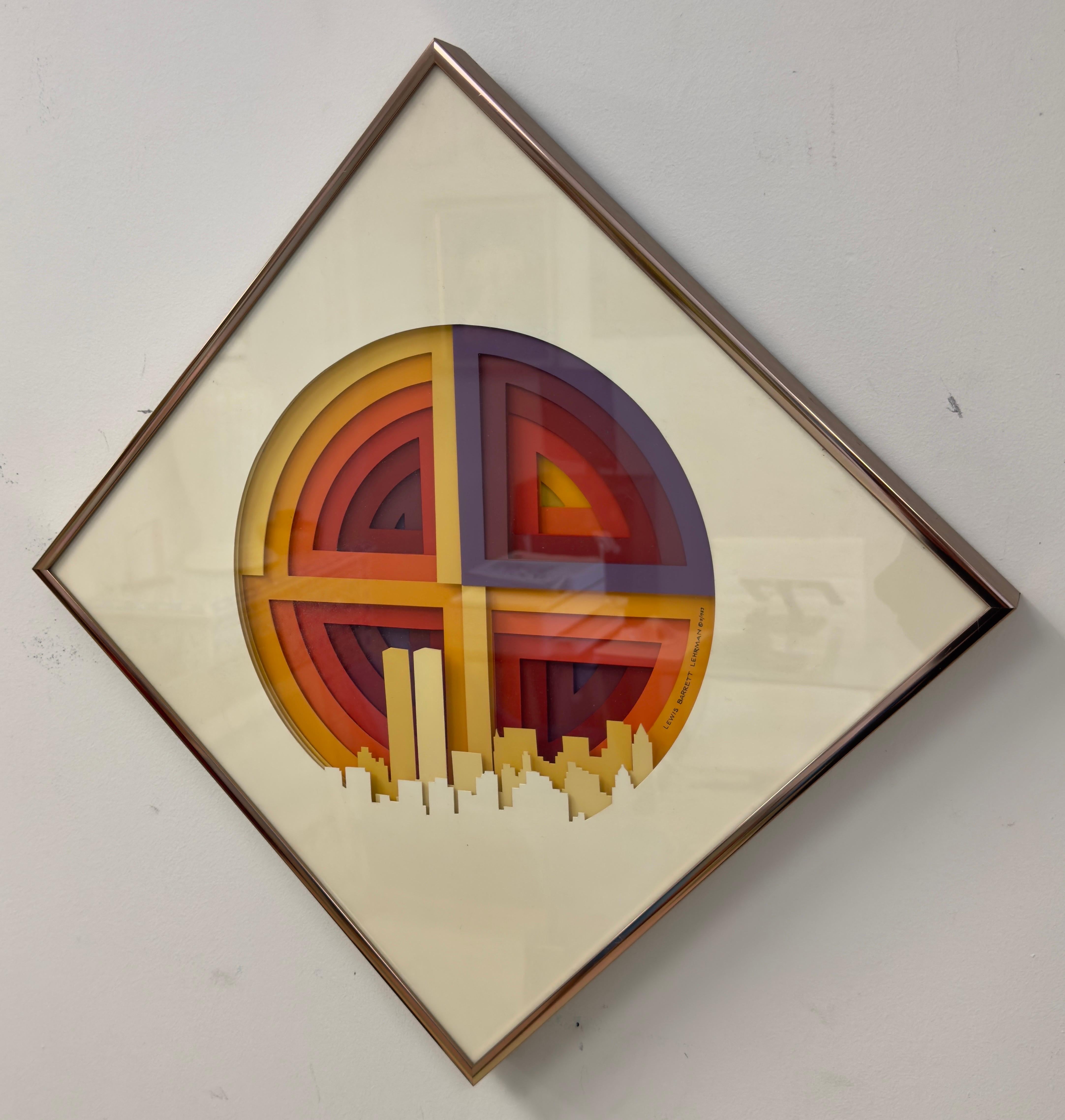 Lewis Barrett Lehrman Paisaje panorámico 3D de Nueva York Obra de arte en papel en venta 3