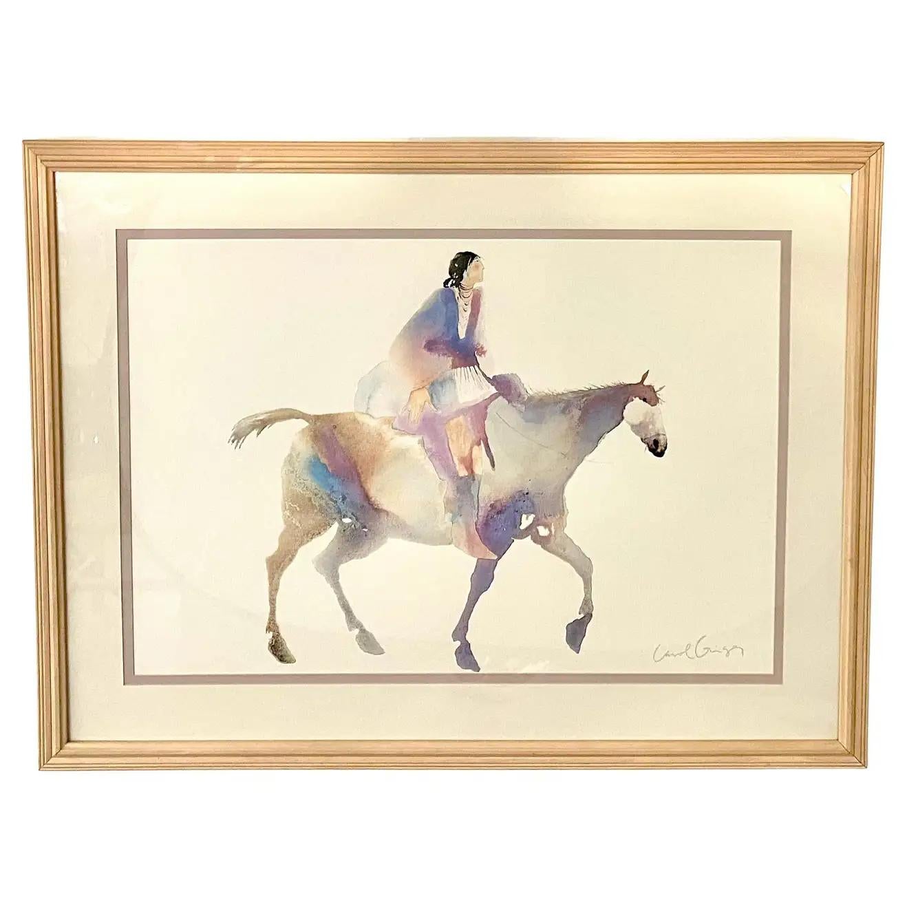 Carol Grigg Animal Art - Native American Watercolor Lithograph by Carole Greg, Limited Edition, Signed 