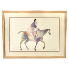 Native American Watercolor Lithograph by Carole Greg, Limited Edition, Signed 