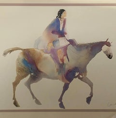 Native American Watercolor Lithograph by Carole Greg, Limited Edition, Signed