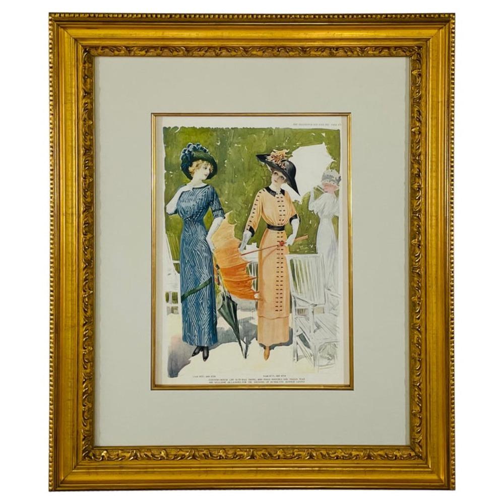 1900's Delineator Magazine Models' Page Framed and Matted - Art by Unknown
