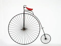 Curtis Jere High Wheel Bicycle Iron Sculpture & Wall Decor