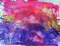 Romantic sky in watercolor and ink on paper "Tame the Night"