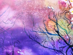 Romantic sky in watercolor and ink on paper "Tame the Night"