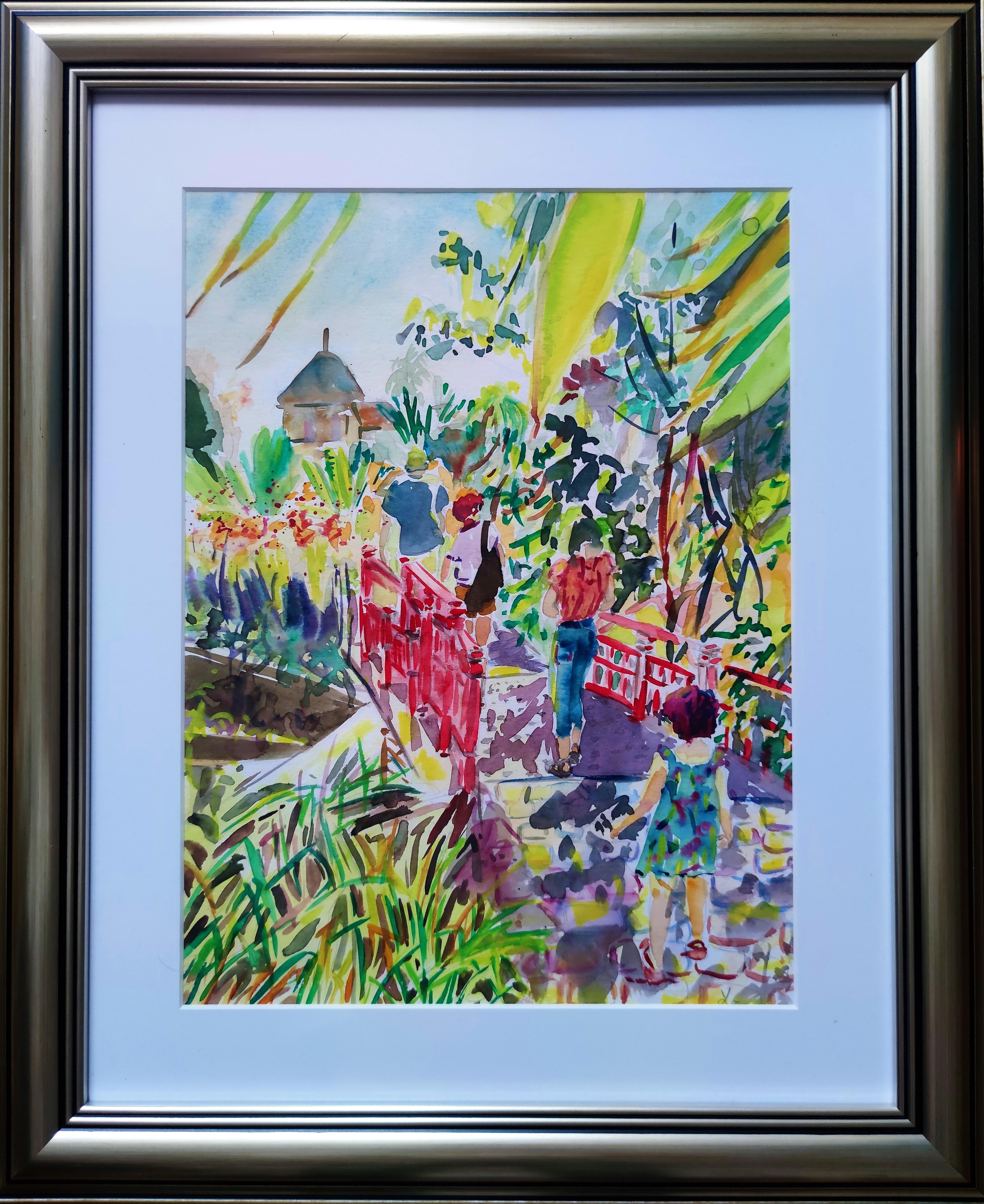 Linda Clerget Landscape Art - Impressionist tropical watercolor 'Sweet Heat'