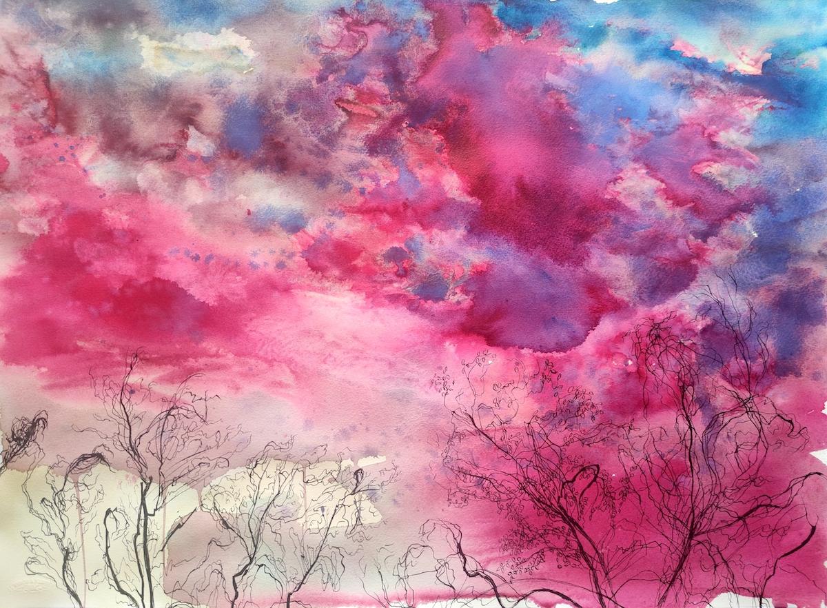 Abstract Drawing de  Linda Clerget - "Escucha el amor" - Un cautivador paisaje de tinta sobre papel