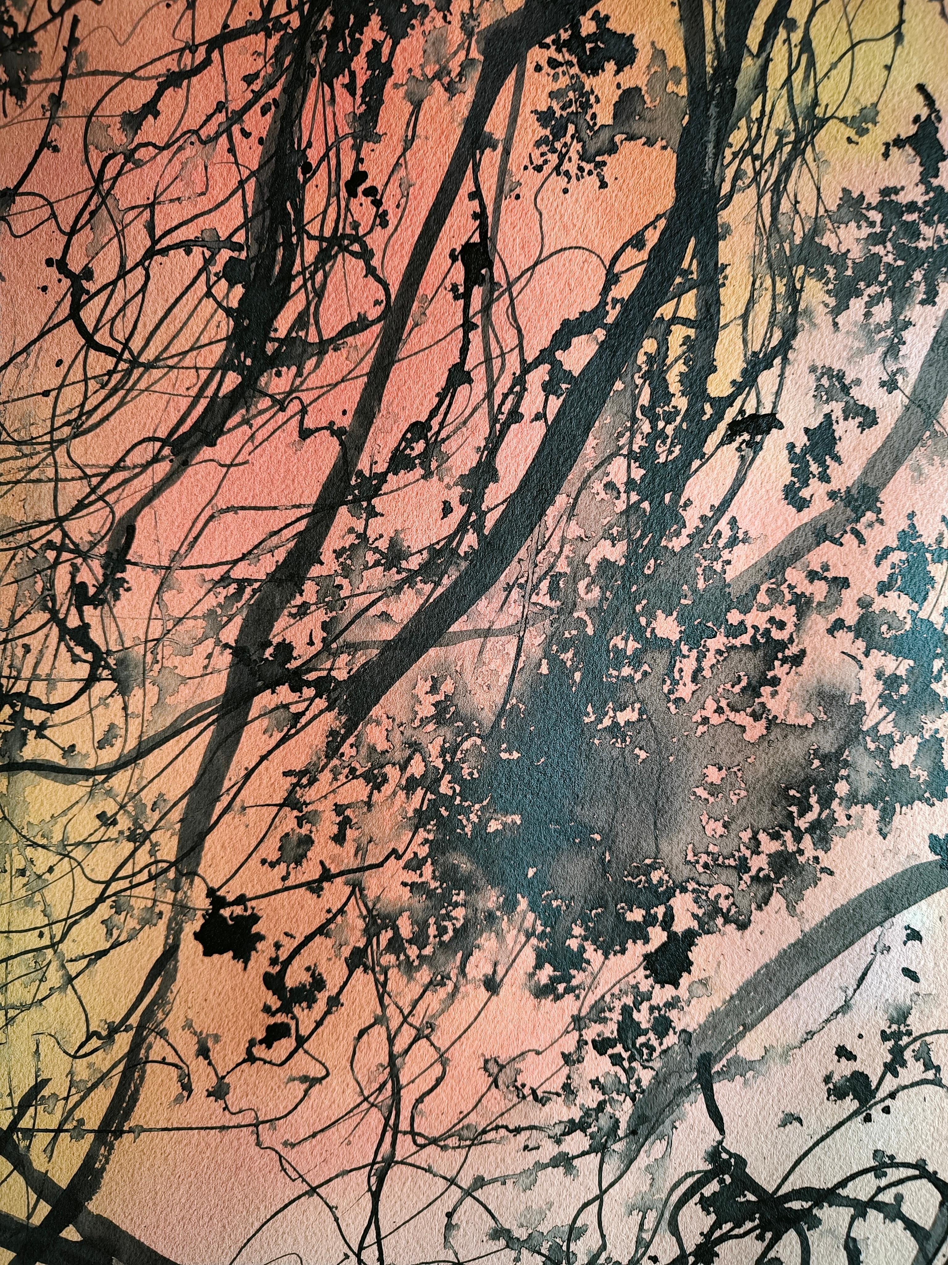 Whispers of the Wind - Beige Abstract Drawing by  Linda Clerget