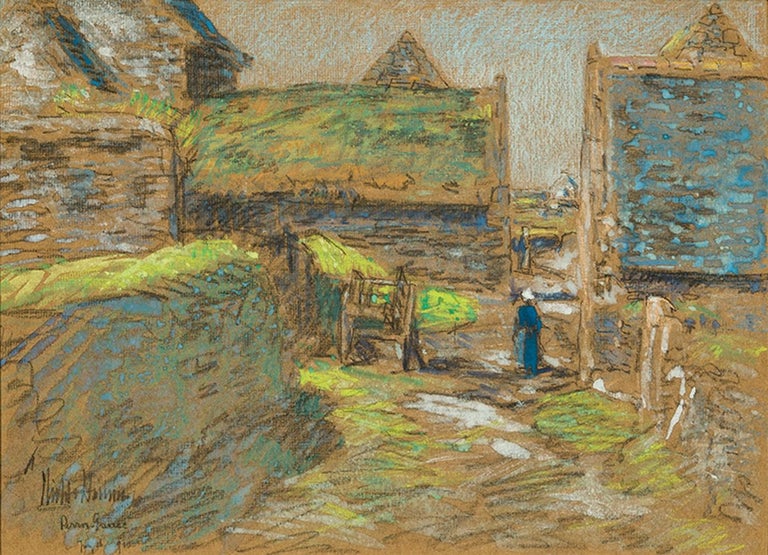 Childe Hassam, <i>Brittany Barns, Perros-Guirec</i>, 1910, offered by Hirschl & Adler