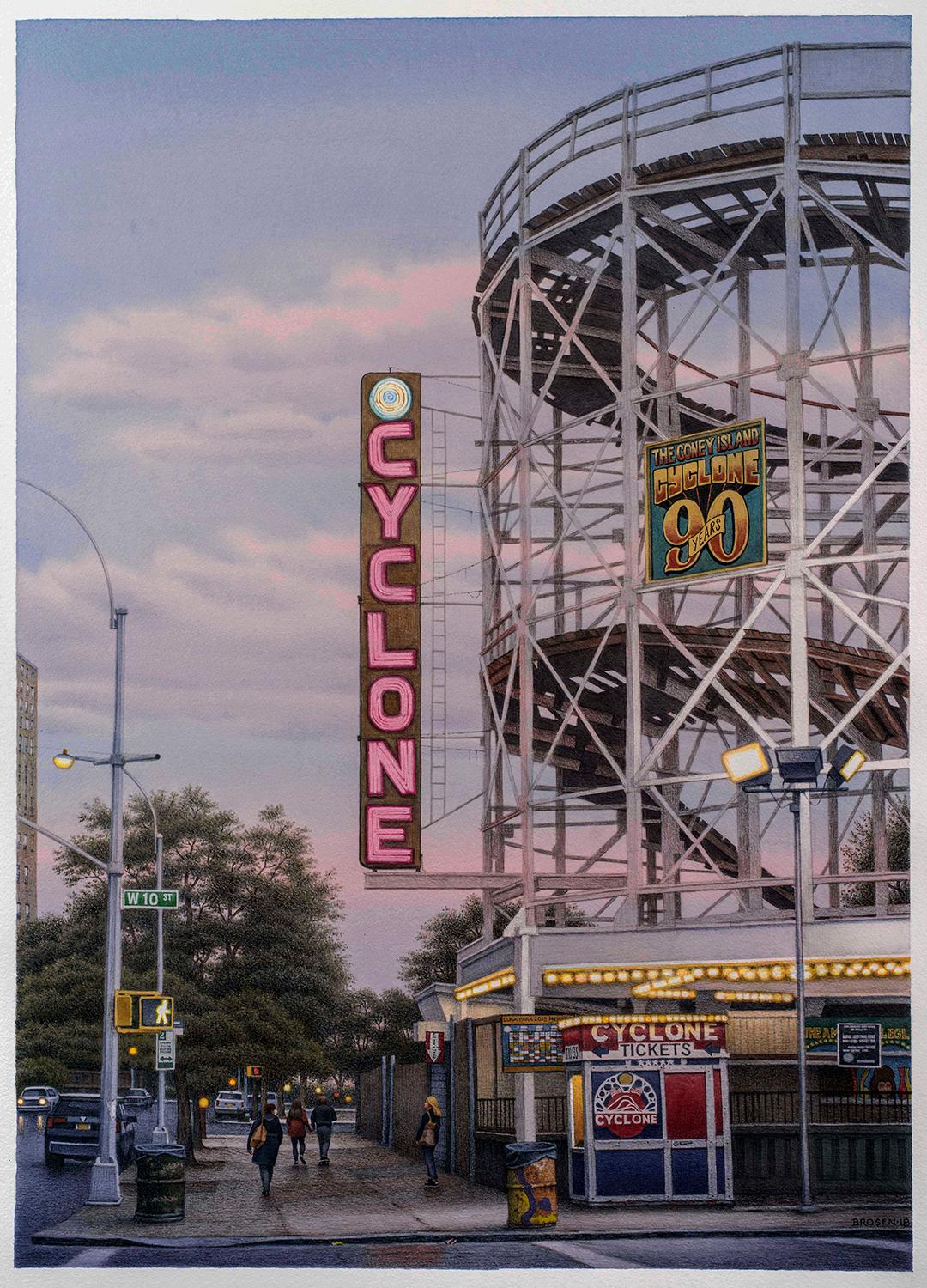 Frederick Brosen Landscape Art - West 10th Street, Coney Island 