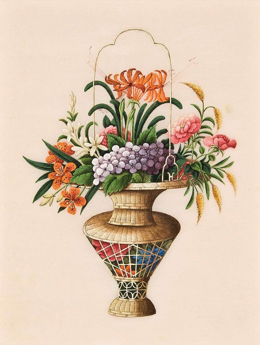 Sunqua Still-Life - Still Life of Flowers in Woven Vase