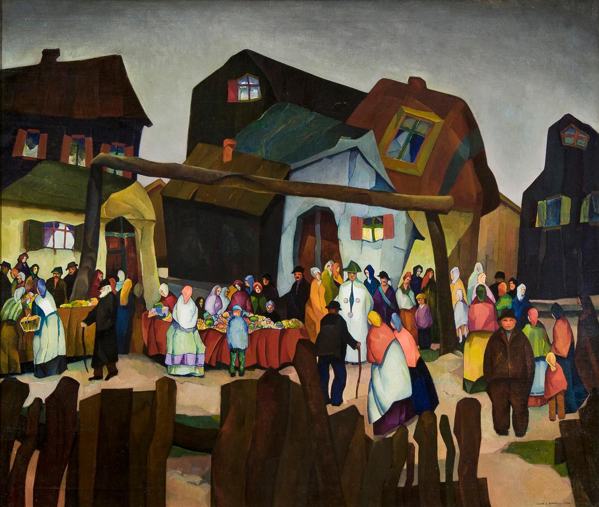 Bazar del Vecchio Paese - Painting di William S. Schwartz