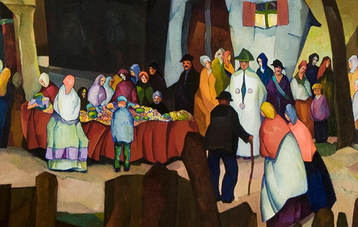 Bazar del Vecchio Paese - Painting American Modern di William S. Schwartz
