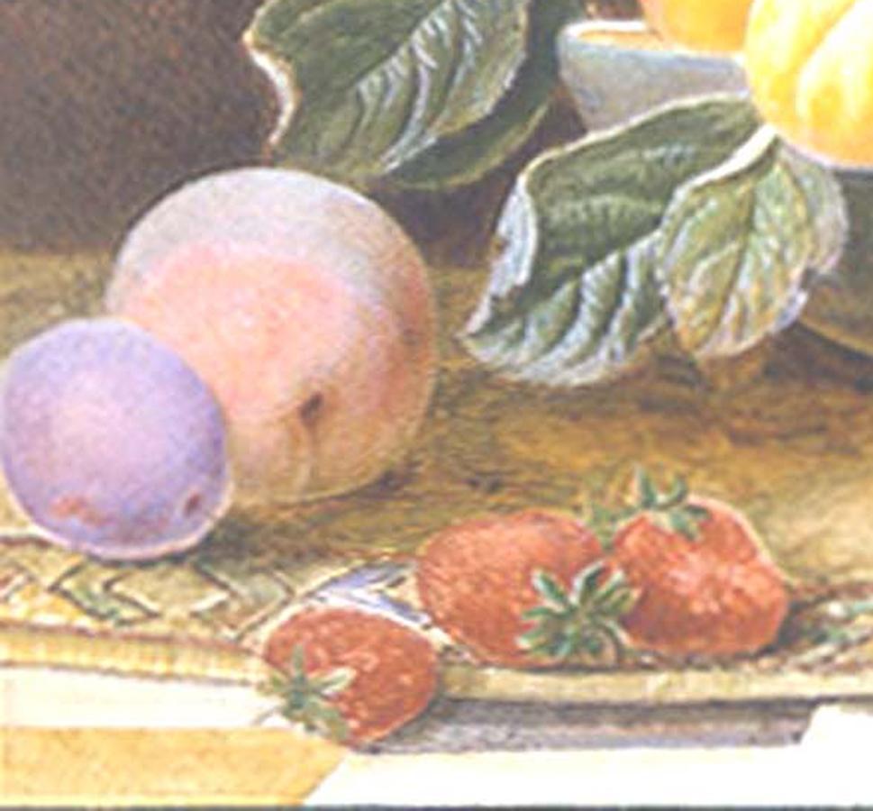 Stiff Life of Peaches, Plums, and Grapes  - Art by William Hough