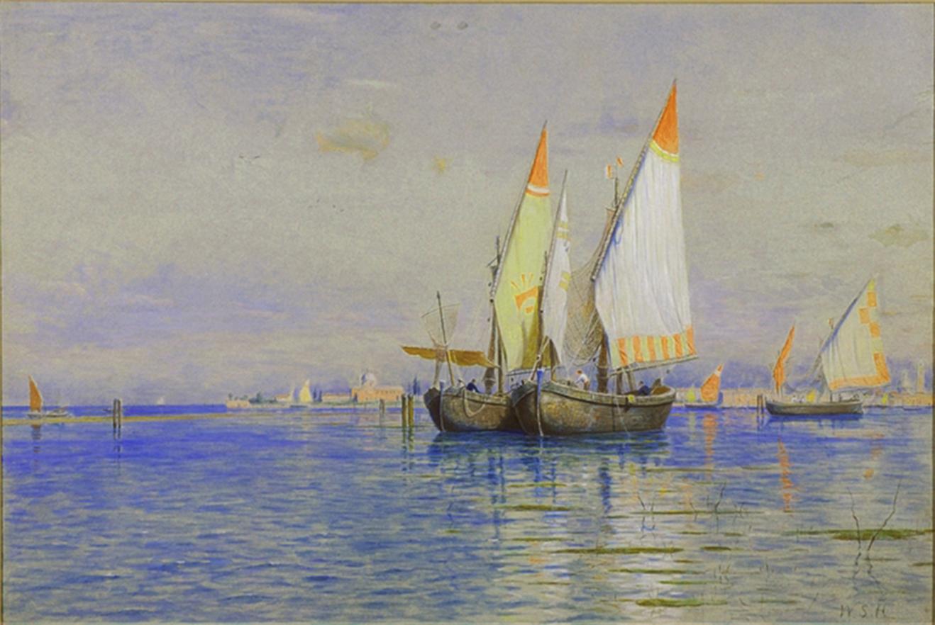 William Stanley Haseltine Landscape Art - Fishing Boats, Venice