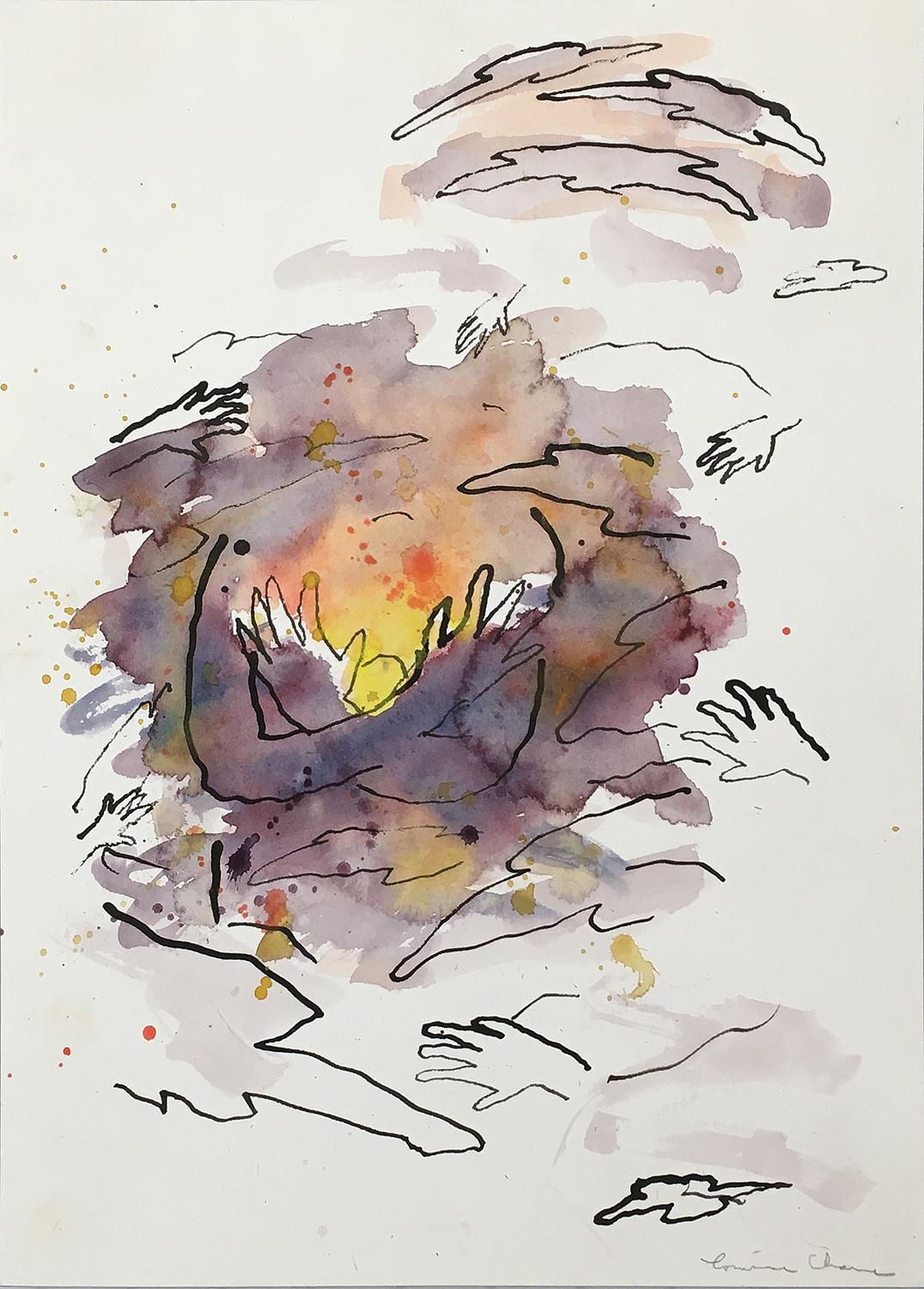 Sans titre (Jeune coucher de soleil avec mains)  - Art de Louisa Chase