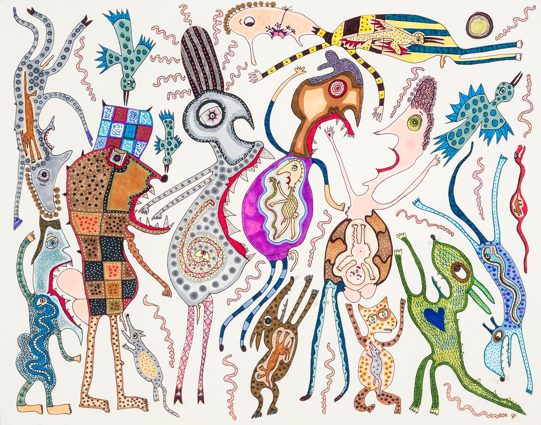 Jeanne Brousseau Abstract Drawing - Untitled [Fetus in Womb]