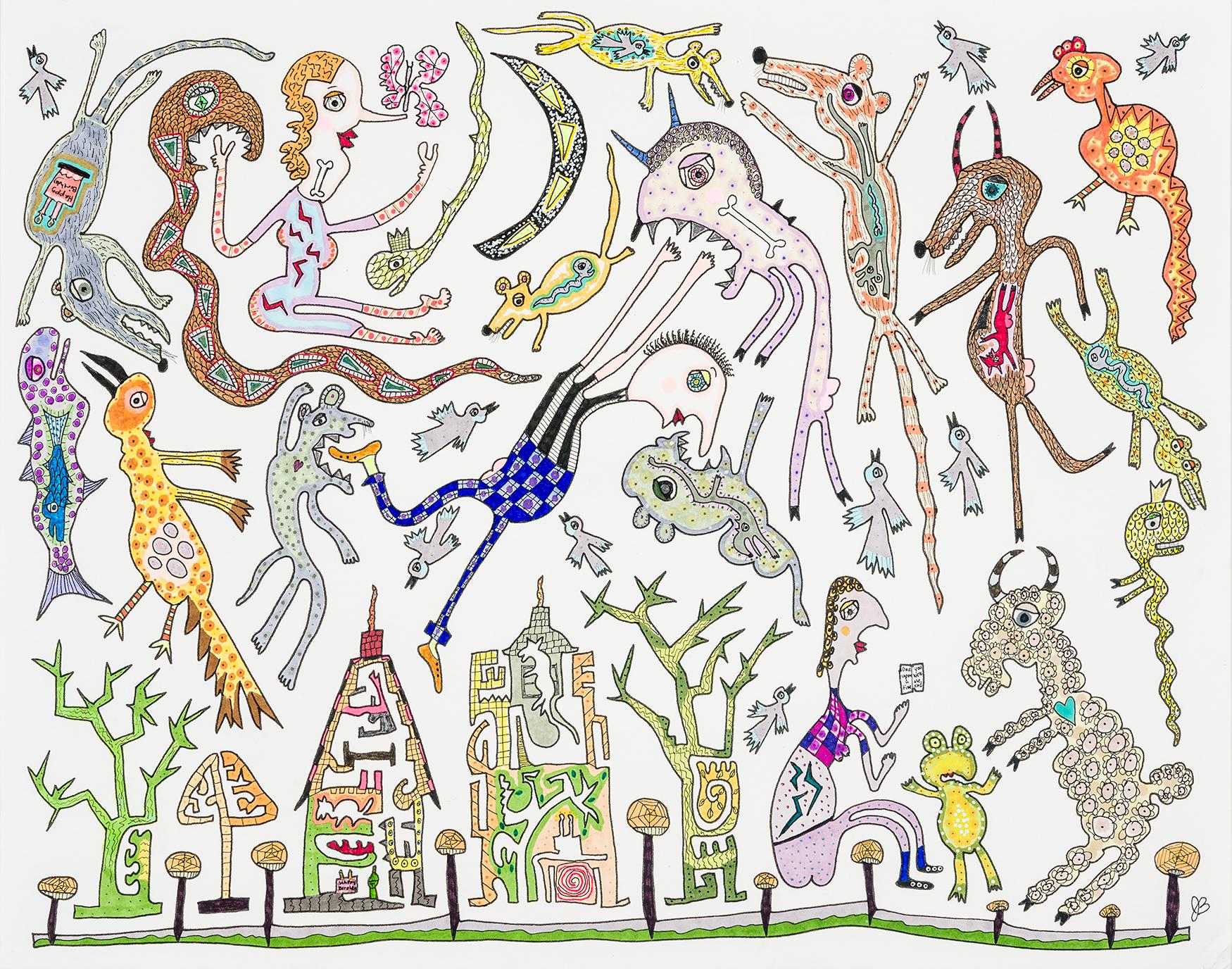 Jeanne Brousseau Abstract Drawing – Gute-Nacht-Geschichte