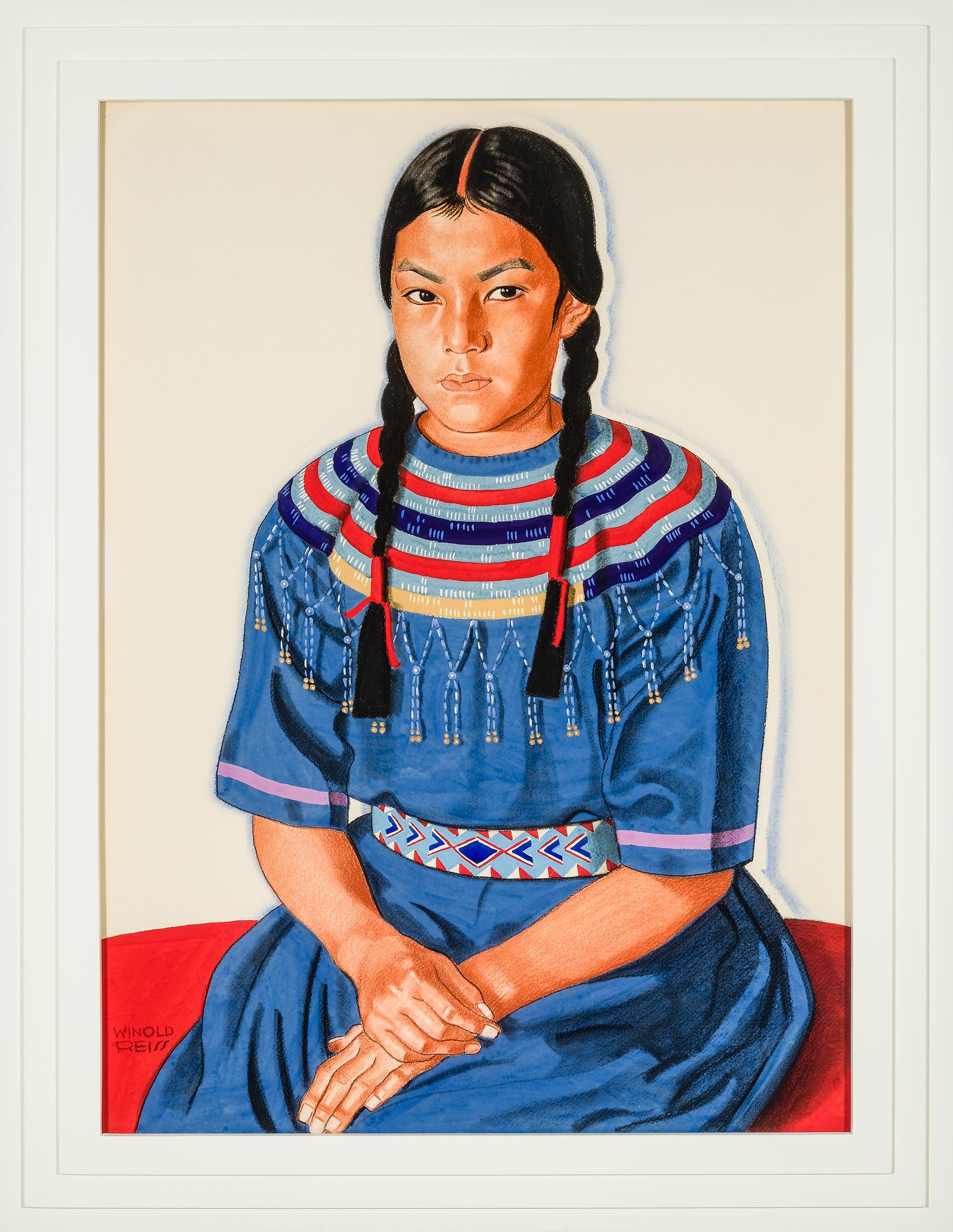 Long Time River Woman (Fanciulla dei Piedi Neri) - Art di Winold Reiss