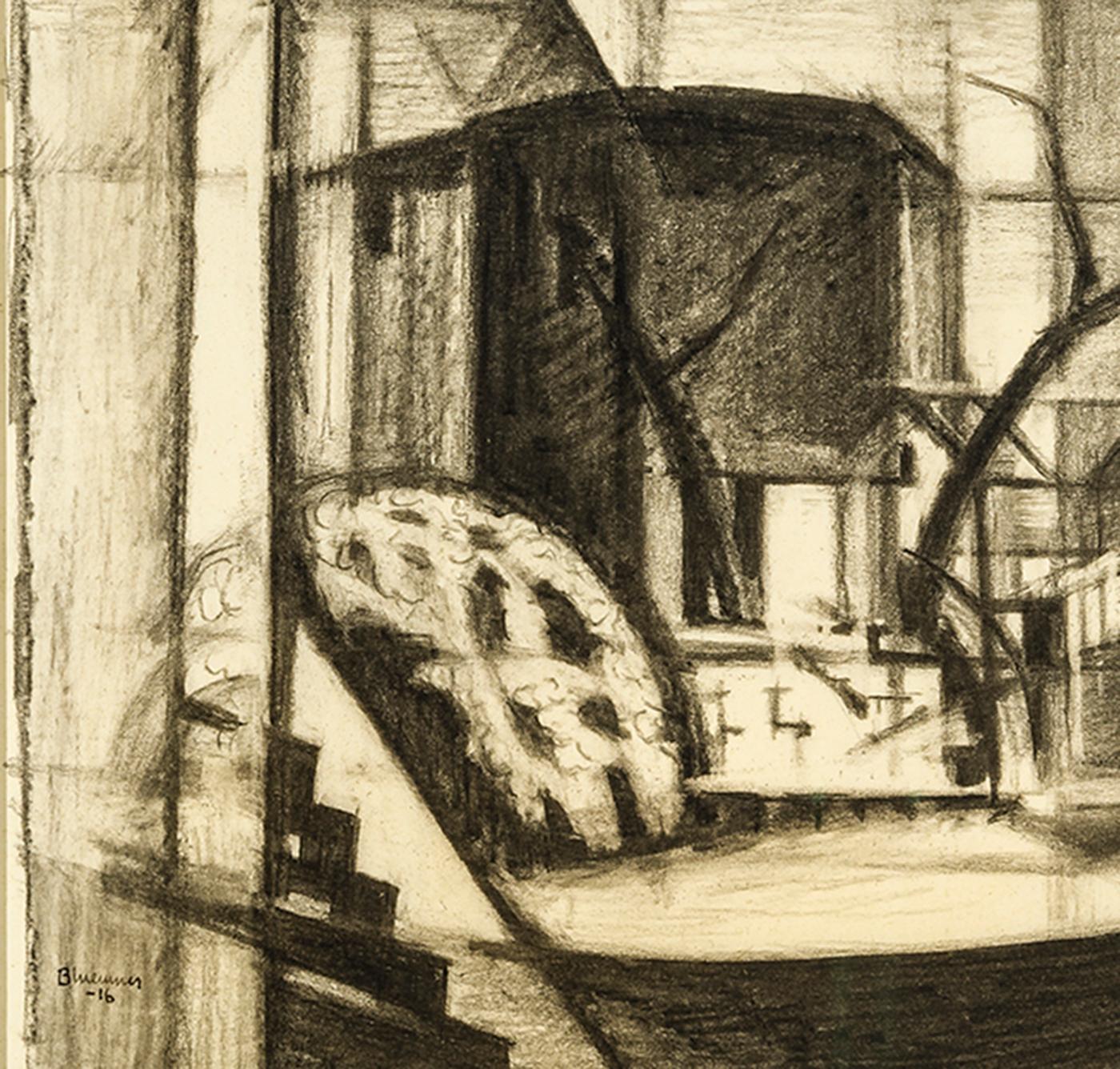 Étude pour Old Canal, Red and Blue (Rockaway, Morris Canal) - Art de Oscar Florianus Bluemner