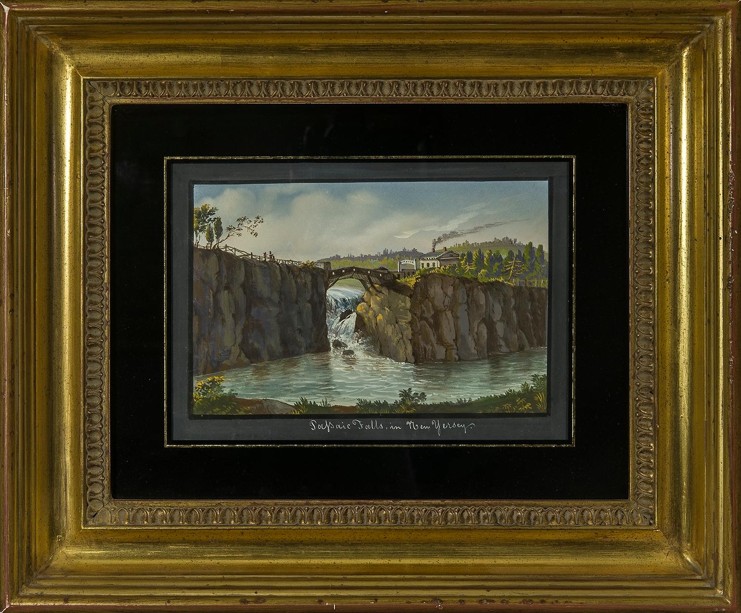 Passaic Falls in New Jersey (Schwarz), Landscape Art, von Nicolino V. Calyo
