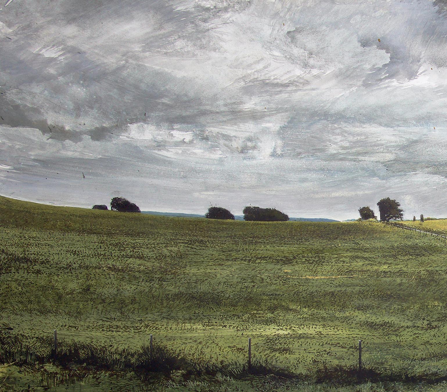 Ohne Titel (Die Straße zum Swindon) (Schwarz), Landscape Art, von Colin Hunt