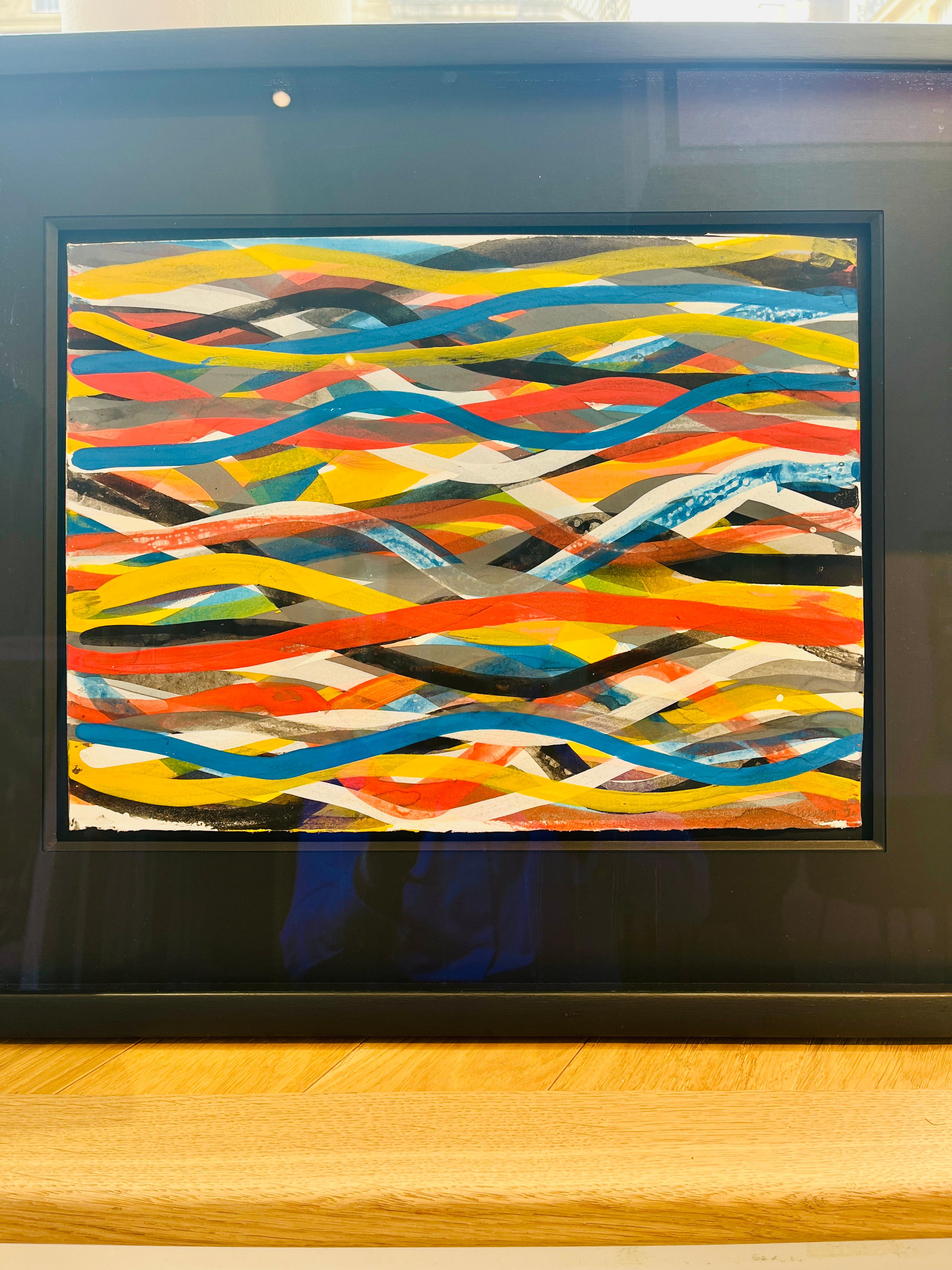 Pennellate orizzontali ondulate - Abstract Drawing Nero di Sol LeWitt