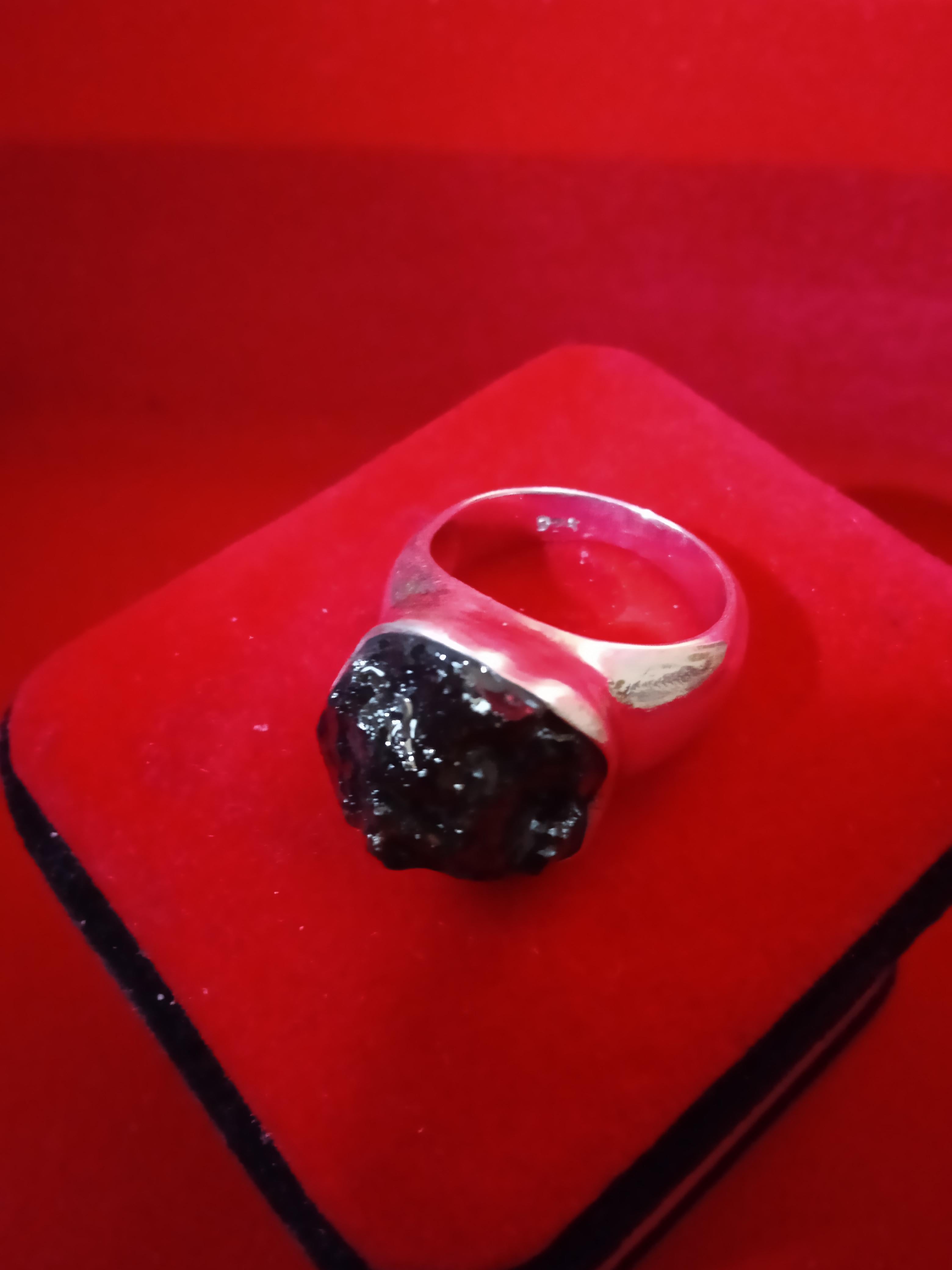 Natural metorite silver ring  For Sale 1