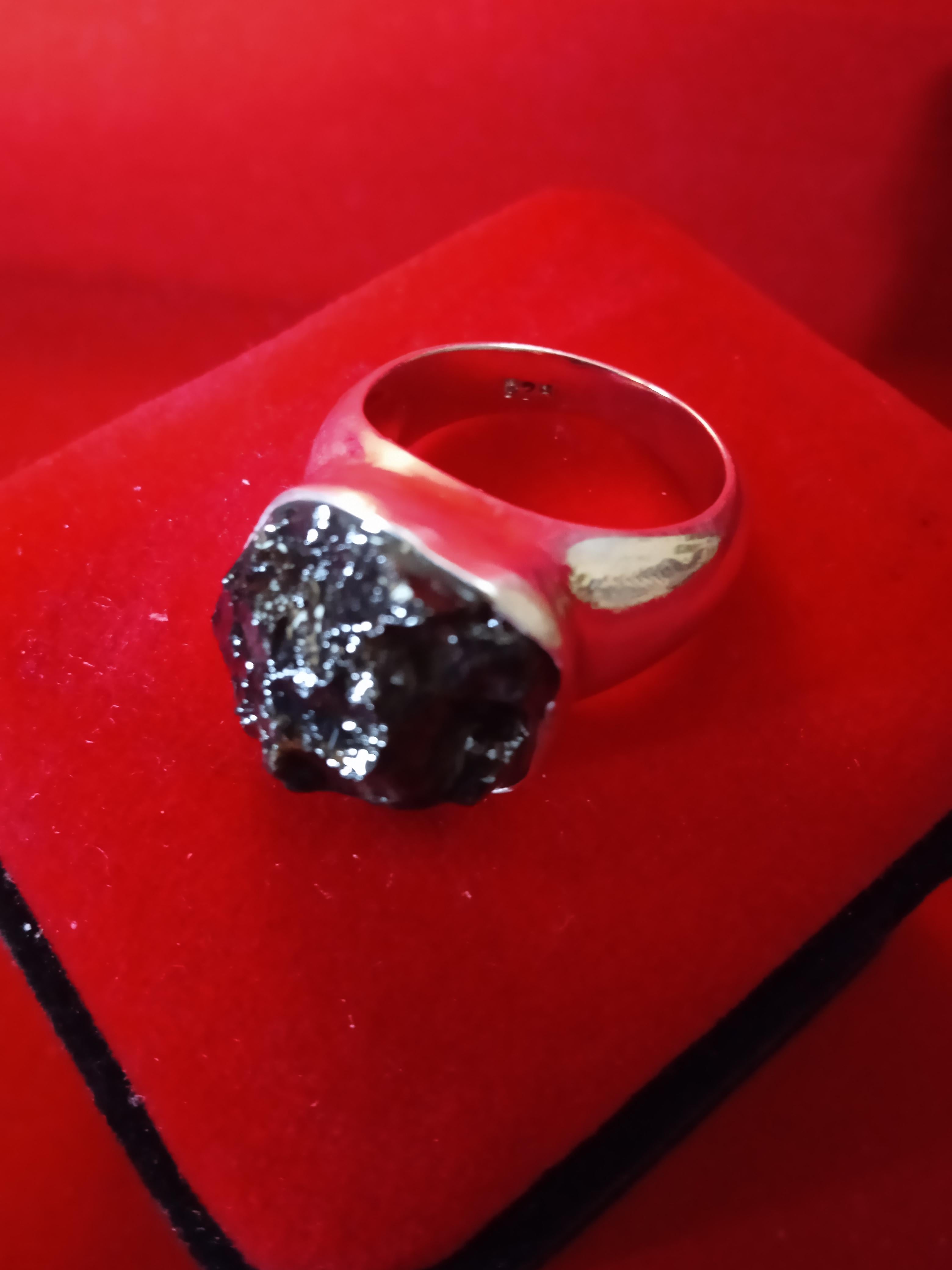 Natural metorite silver ring  - Victorian Art by Unknown
