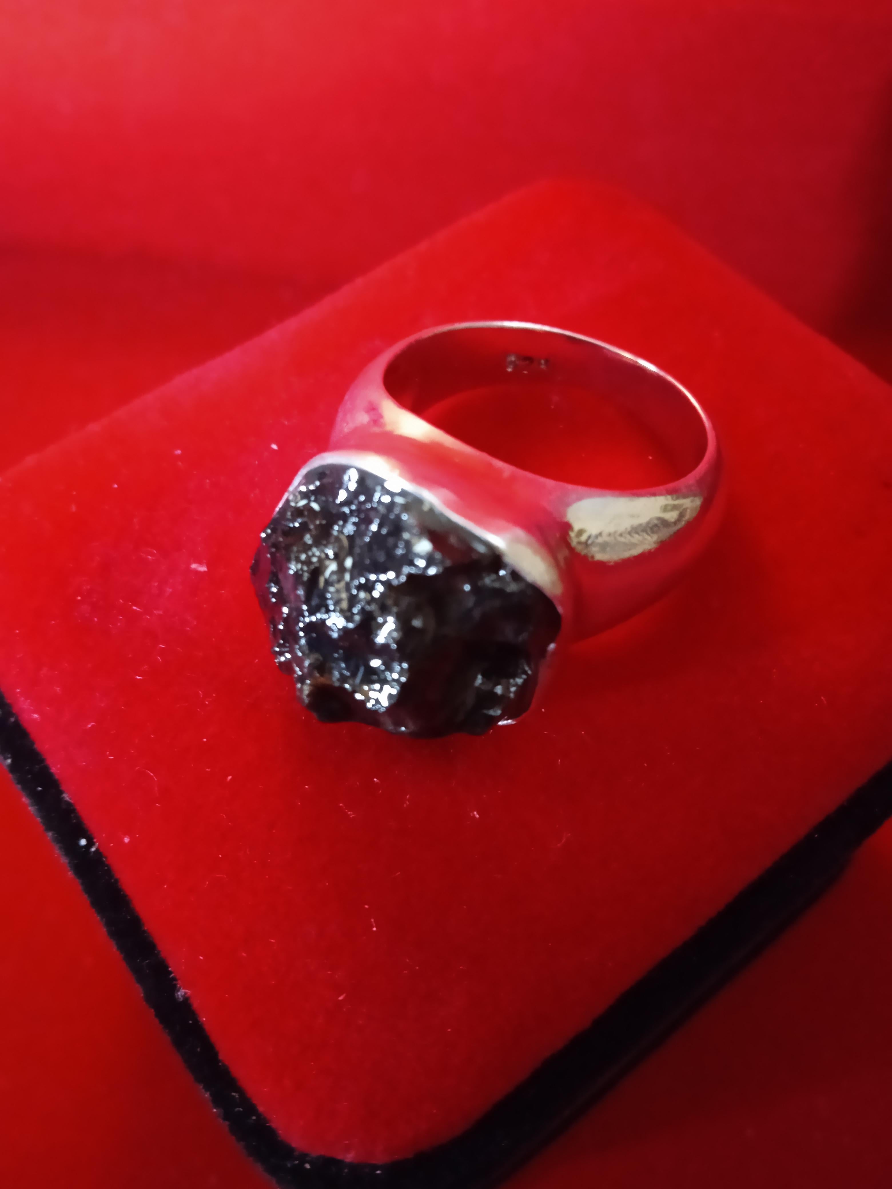 Natural metorite silver ring  For Sale 2