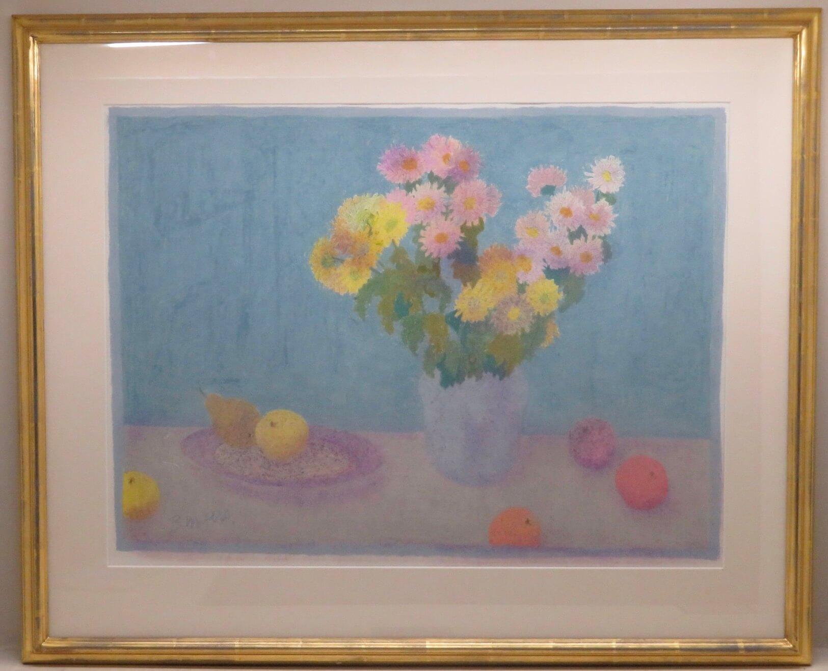 Bernard Myers Still-Life – Original LARGE Blumenstillleben Englisch Pastellmalerei von BERNARD MYERS