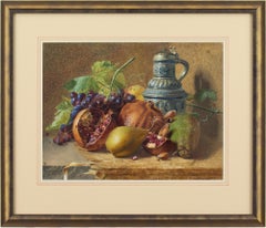 W Clansmore, Still Life With Fruit & Jug, Watercolour & Gouache