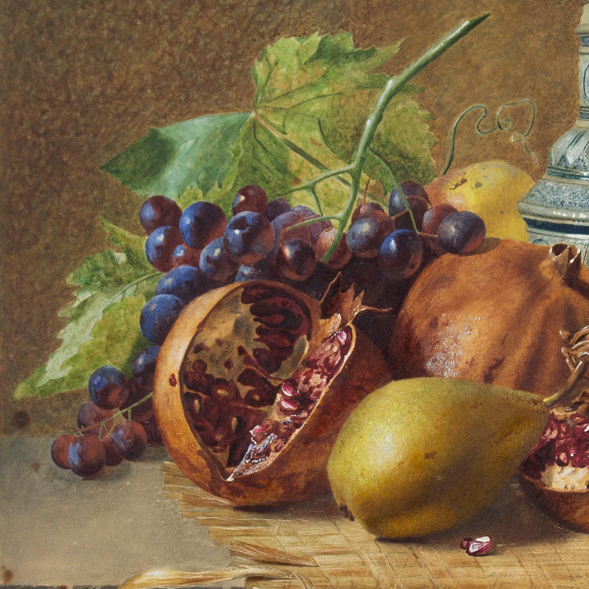 W Clansmore, Still Life With Fruit & Jug, Watercolour & Gouache 3
