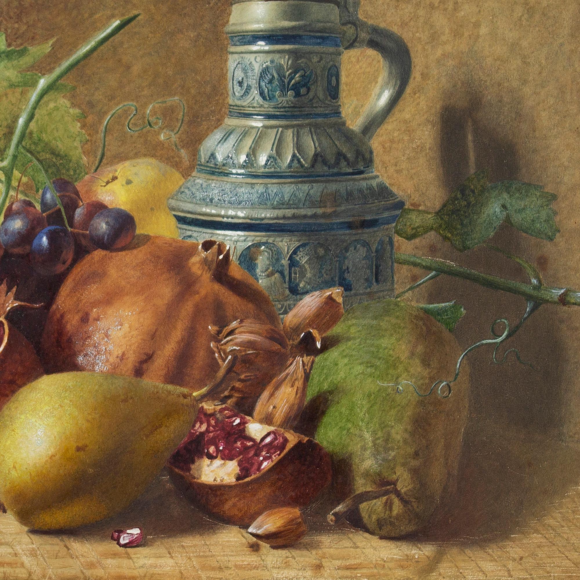 W Clansmore, Still Life With Fruit & Jug, Watercolour & Gouache 4