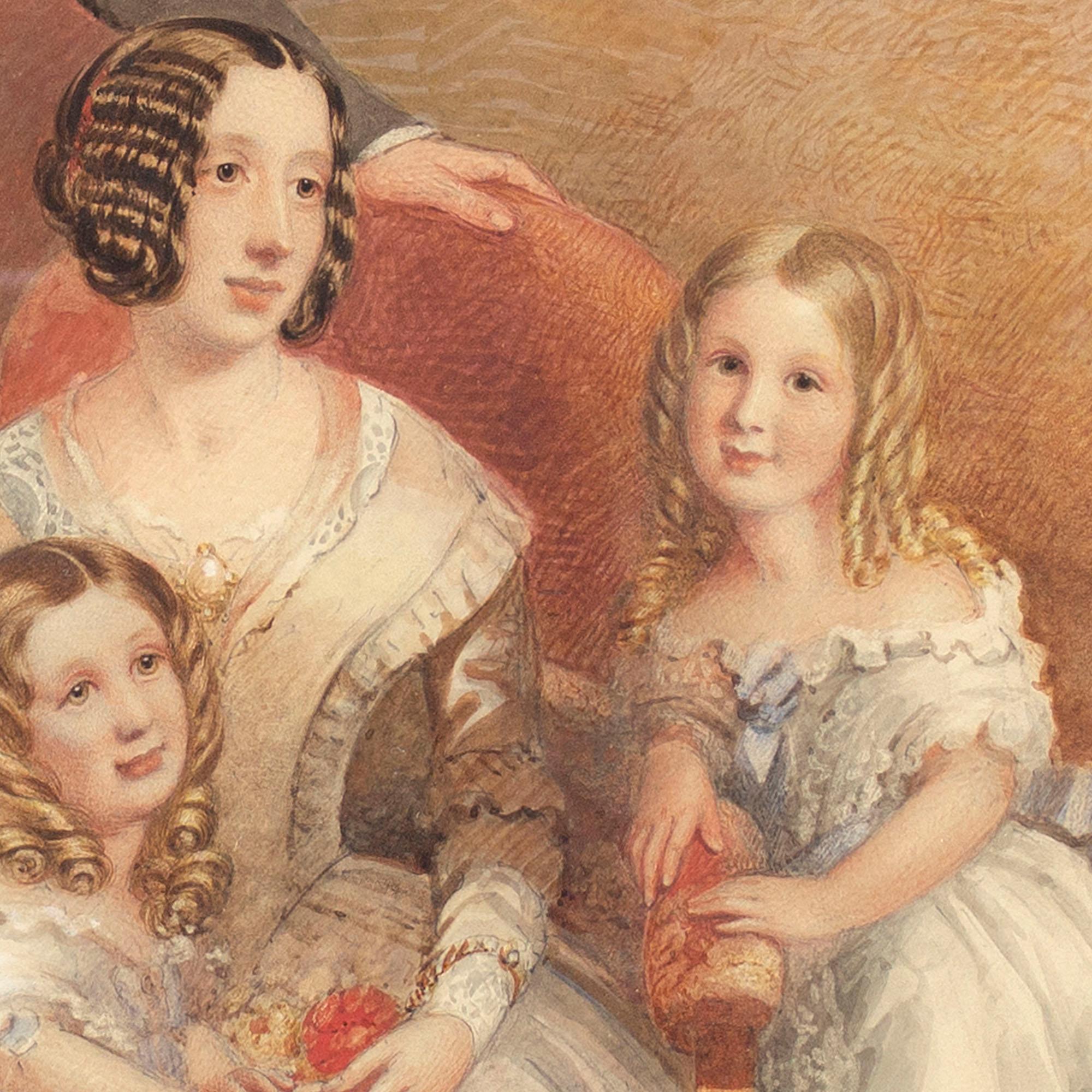 Frederick Cruickshank (Attributed), Portrait Of A Family, Watercolour For Sale 4
