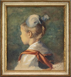 19th-Century Swedish School, Portrait Study Of A Girl, Watercolour