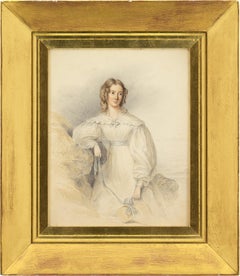Antique William Moore, Portrait Of A Lady, Watercolour