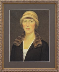 Portrait d'une femme, aquarelle d'Edward Ridley, années 1920