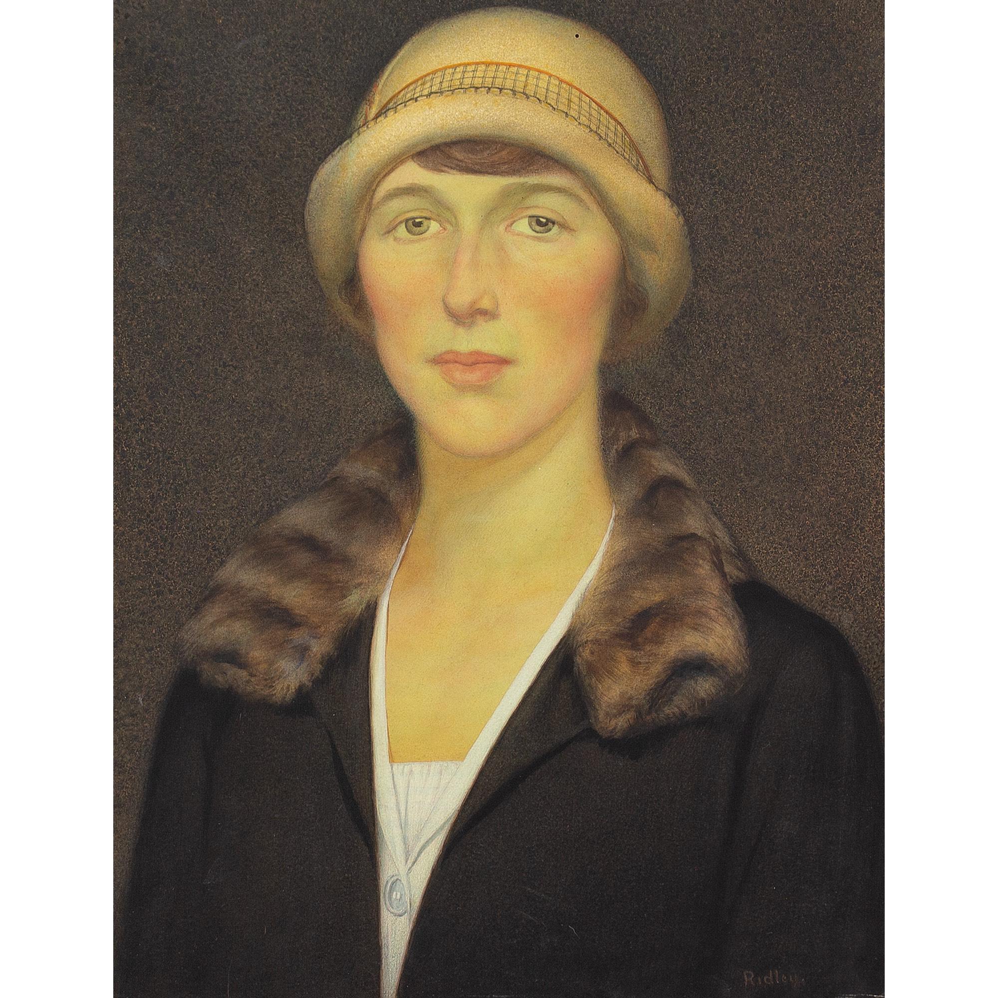 Edward Ridley, Porträt einer Frau, Aquarell, 1920er-Jahre im Angebot 1